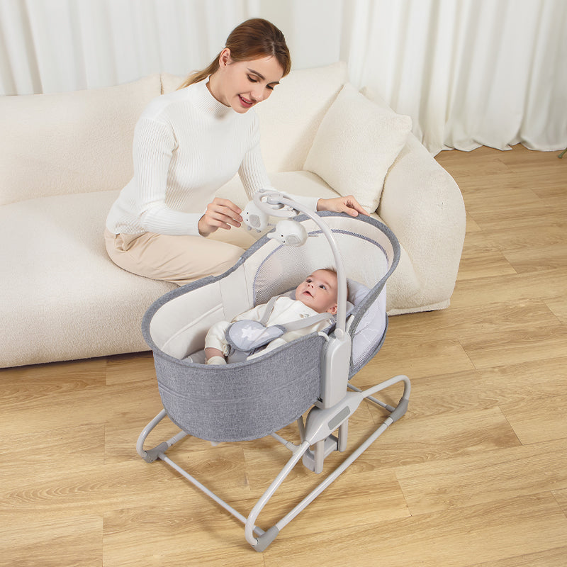 Mastela 4in1 Swing & Bassinet Lite Grey (Birth to 36 Months) - Distressed Box