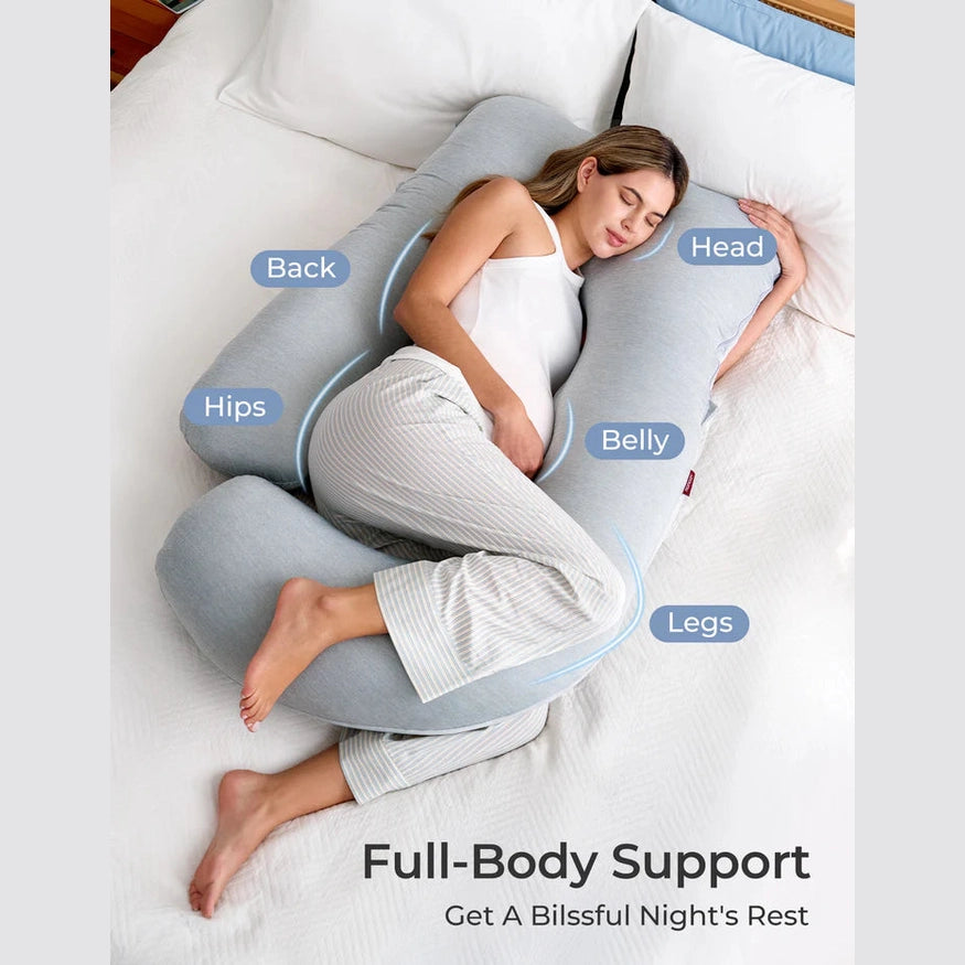 Momcozy Maternity Accessory G Shaped Cooling Fabric Pregnancy Pillow Grey