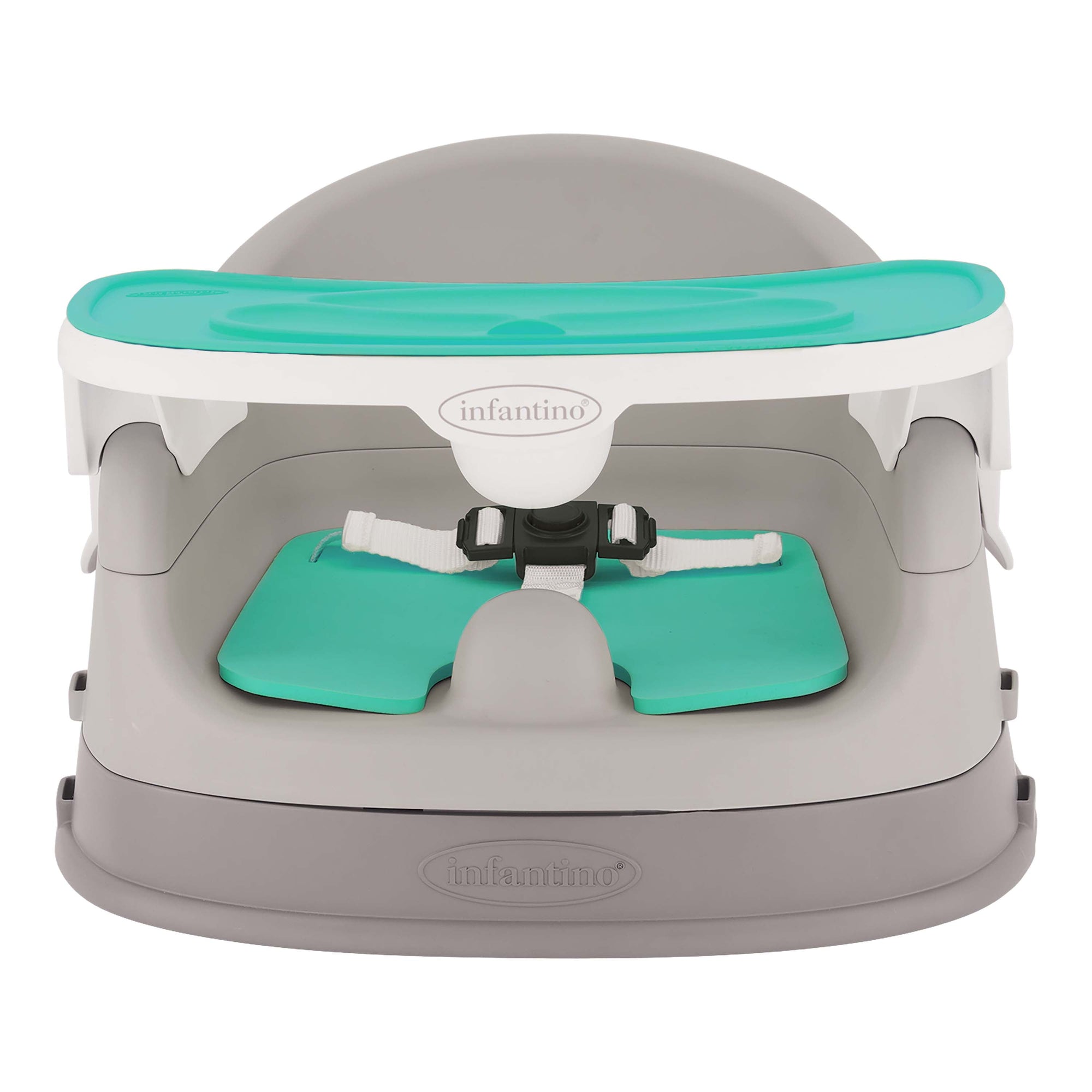 Infantino Grow-with-me 4-in-1 Two-Can-Dine Deluxe Feeding Booster Seat Teal & Grey 6 to 36 Months