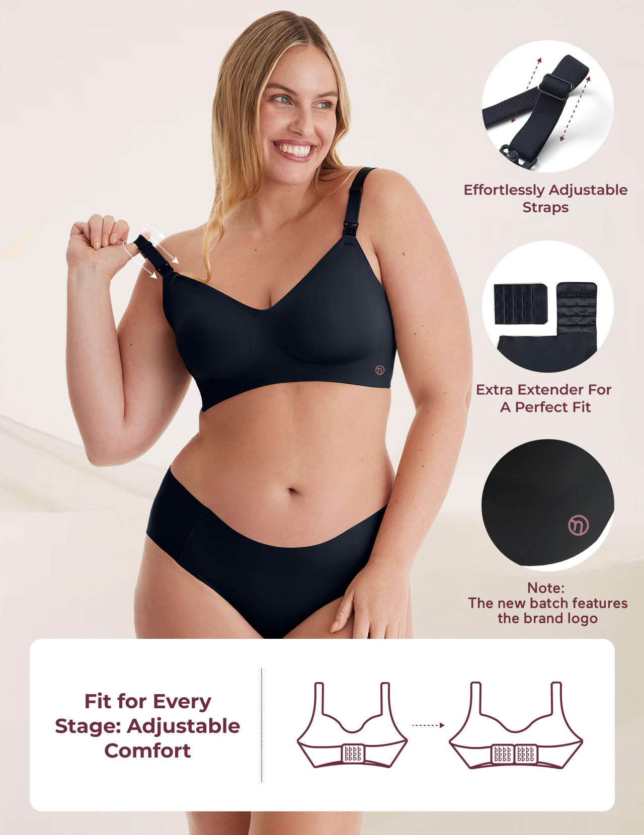 Momcozy Maternity Accessory YN21 Nursing Bra- Black