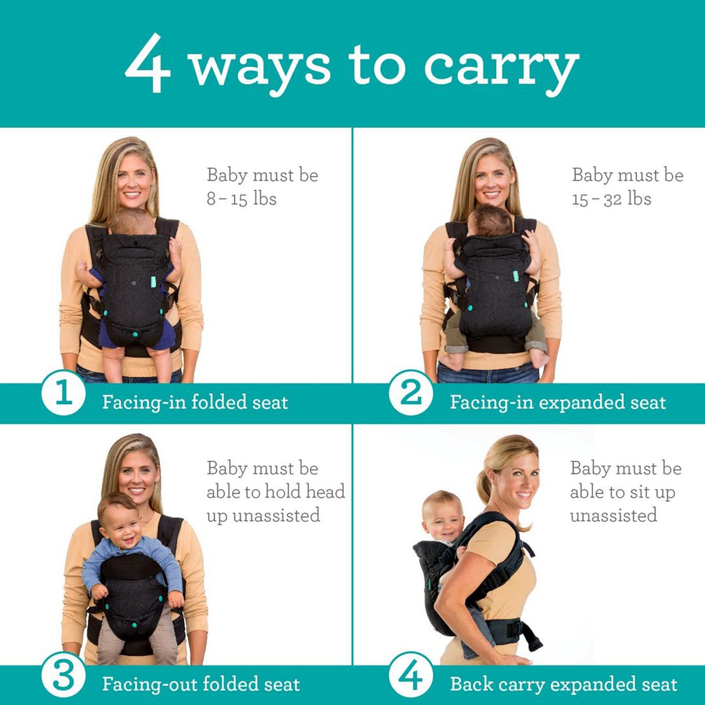 Infantino Flip 4-In-1 Convertible Carrier - Birth to 36 Months
