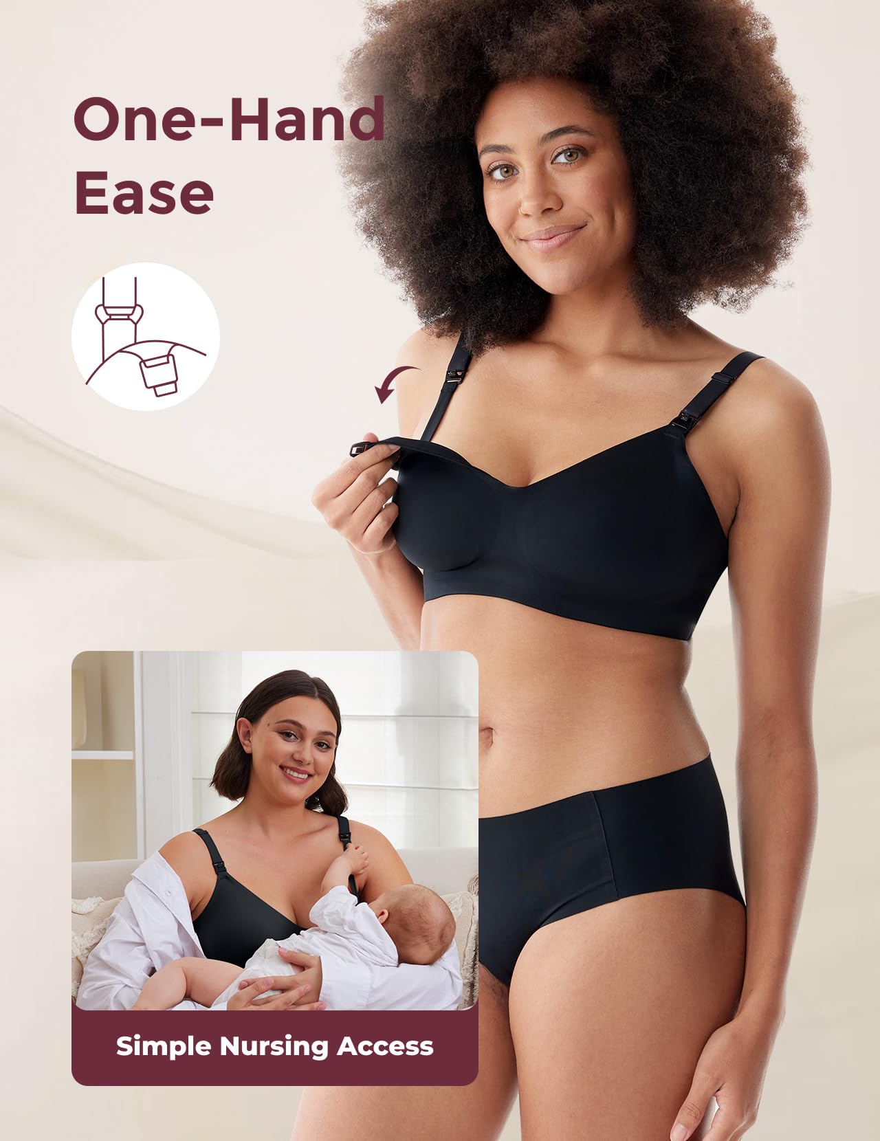 Momcozy Maternity Accessory YN21 Nursing Bra- Black