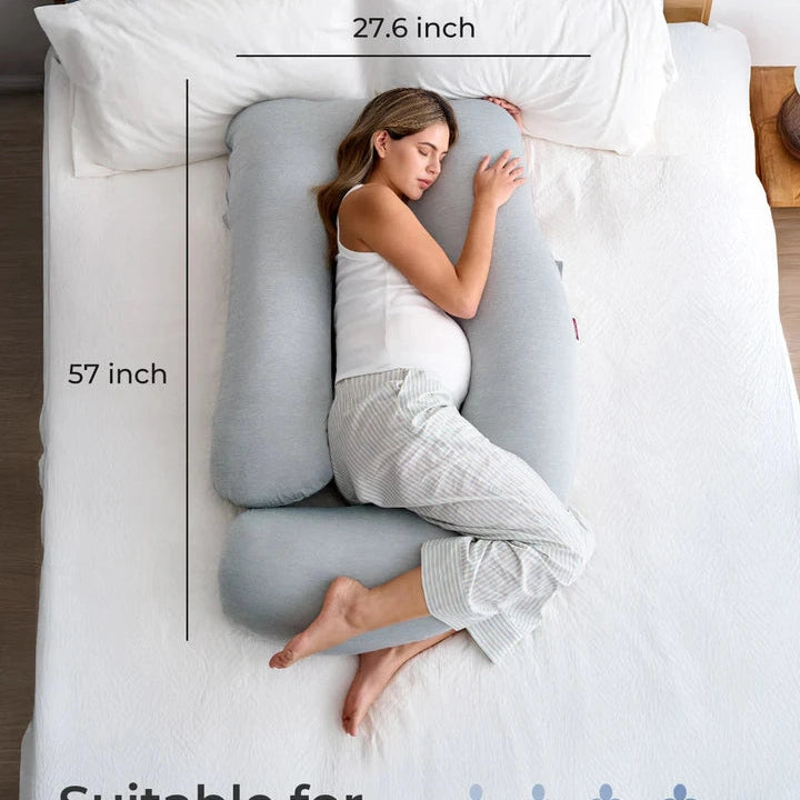 Momcozy Maternity Accessory G Shaped Cooling Fabric Pregnancy Pillow Grey