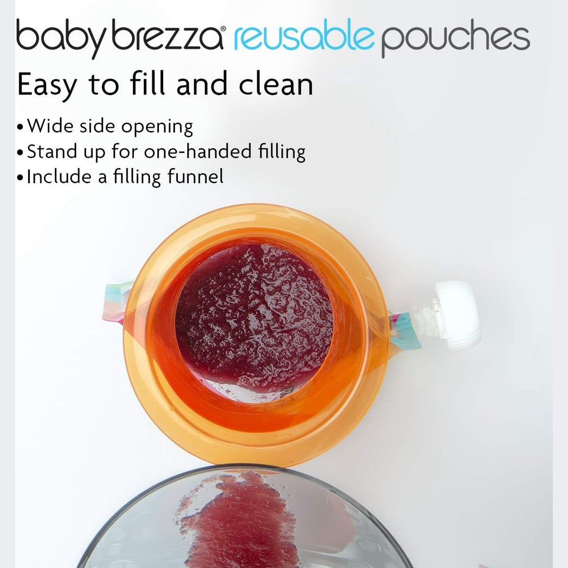 Baby Brezza Reusable Baby Food Pouches, Pack of 10