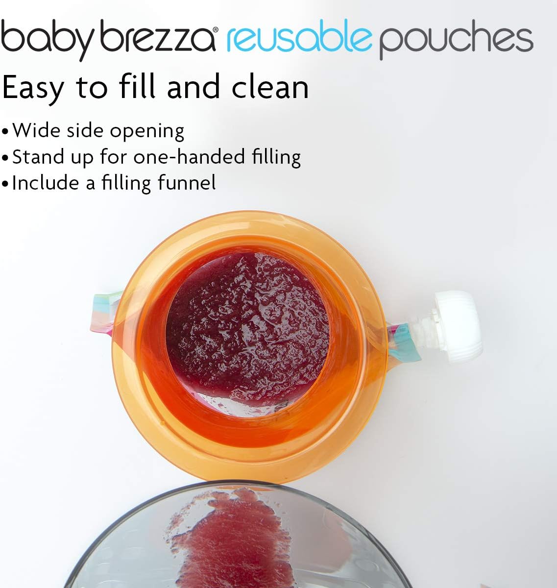 Baby Brezza Reusable Baby Food Pouches, Pack of 10