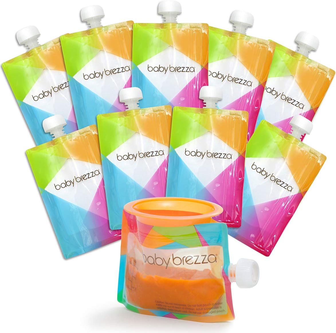 Baby Brezza Reusable Baby Food Pouches, Pack of 10