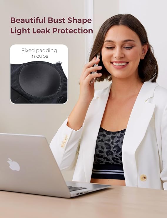 Momcozy Maternity Accessory 4-in-1 Hands-Free Pumping Bra - Leopard Black