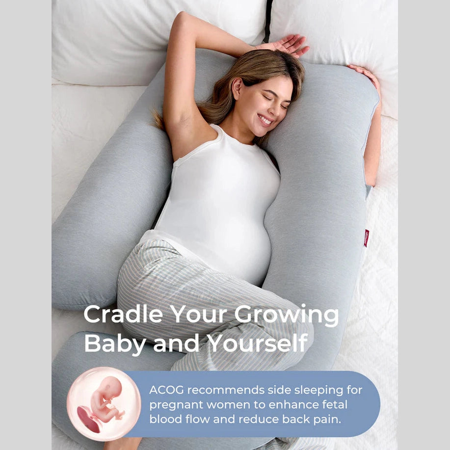 Momcozy Maternity Accessory G Shaped Cooling Fabric Pregnancy Pillow Grey