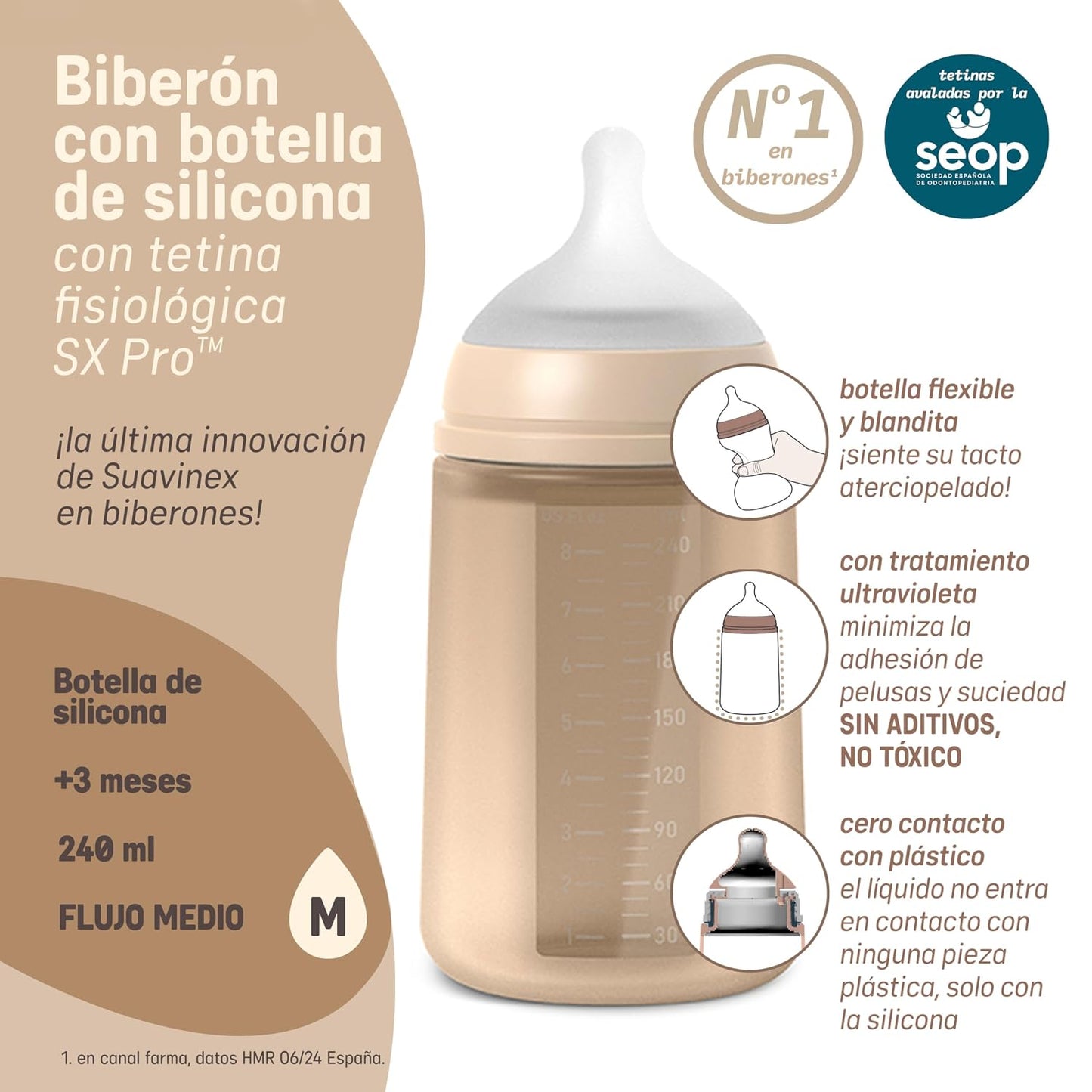 Suavinex Silicone Anti-Colic Feeding Bottle 240 ml with SX Pro Teat - Suavinex baby product