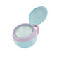 Skip Hop unicorn snack cup with snap-top lid open showing the flexible no-spill star opening that keeps snacks contained