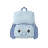 Skip Hop Besties Squad elephant backpack for kids in powder blue, front view showing elephant face front pocket with floppy 3D ears and trunk