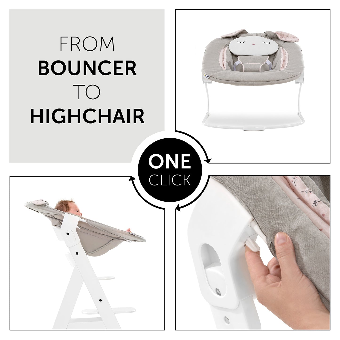 Hauck Alpha Bouncer 2in1 Rocker & Bouncer Birth to 6 months - Open Box
