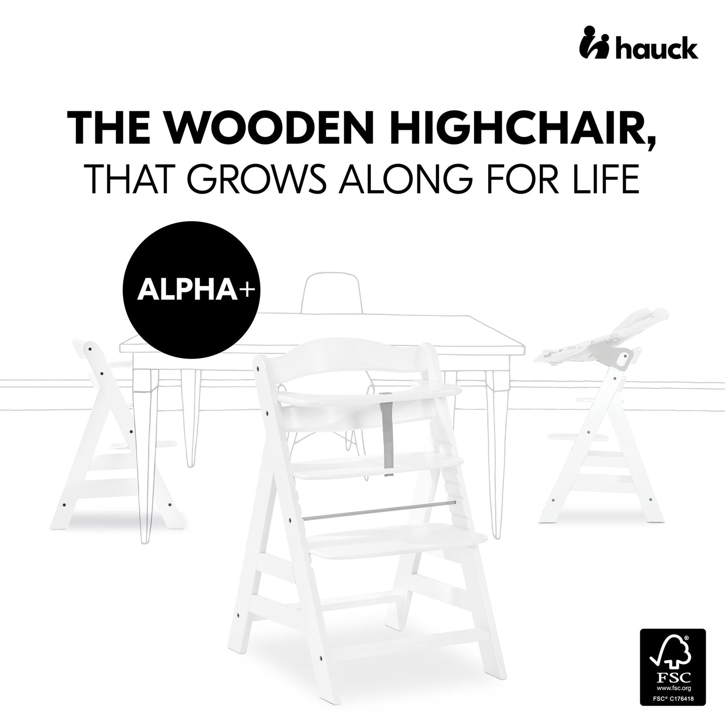 Hauck Alpha+B Highchair Natural 6months to Adult - Distressed Box