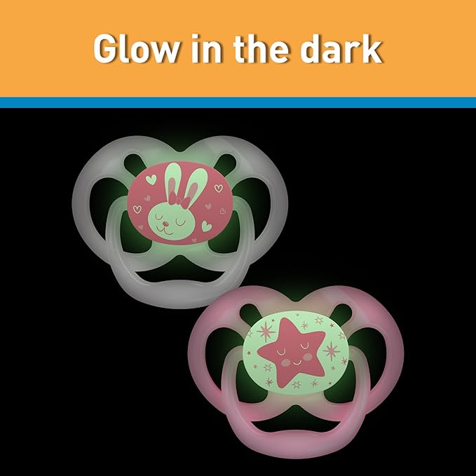 Dr. Brown's Advantage Pacifiers Stage 2 Glow In The Dark Pack of 2 (6 to 12 Months) - Open Box