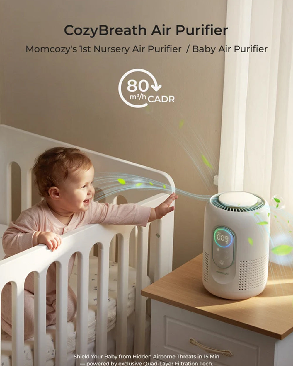 Momcozy CozyBreath Baby Air Purifier with Real-Time Air Quality Monitor & 4-Layer Filtration - image 3