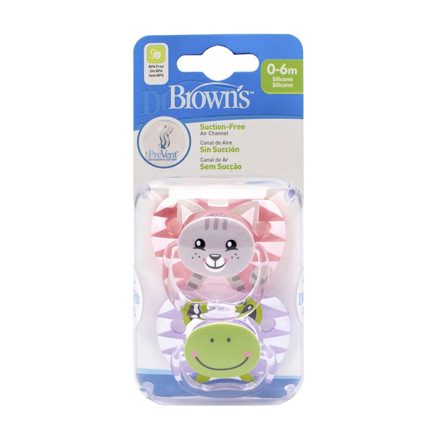 Dr. Brown Pink & Gray PreVent Printed Shield Soother || Stage-1 || Pack of 2 || Birth+ to 6months