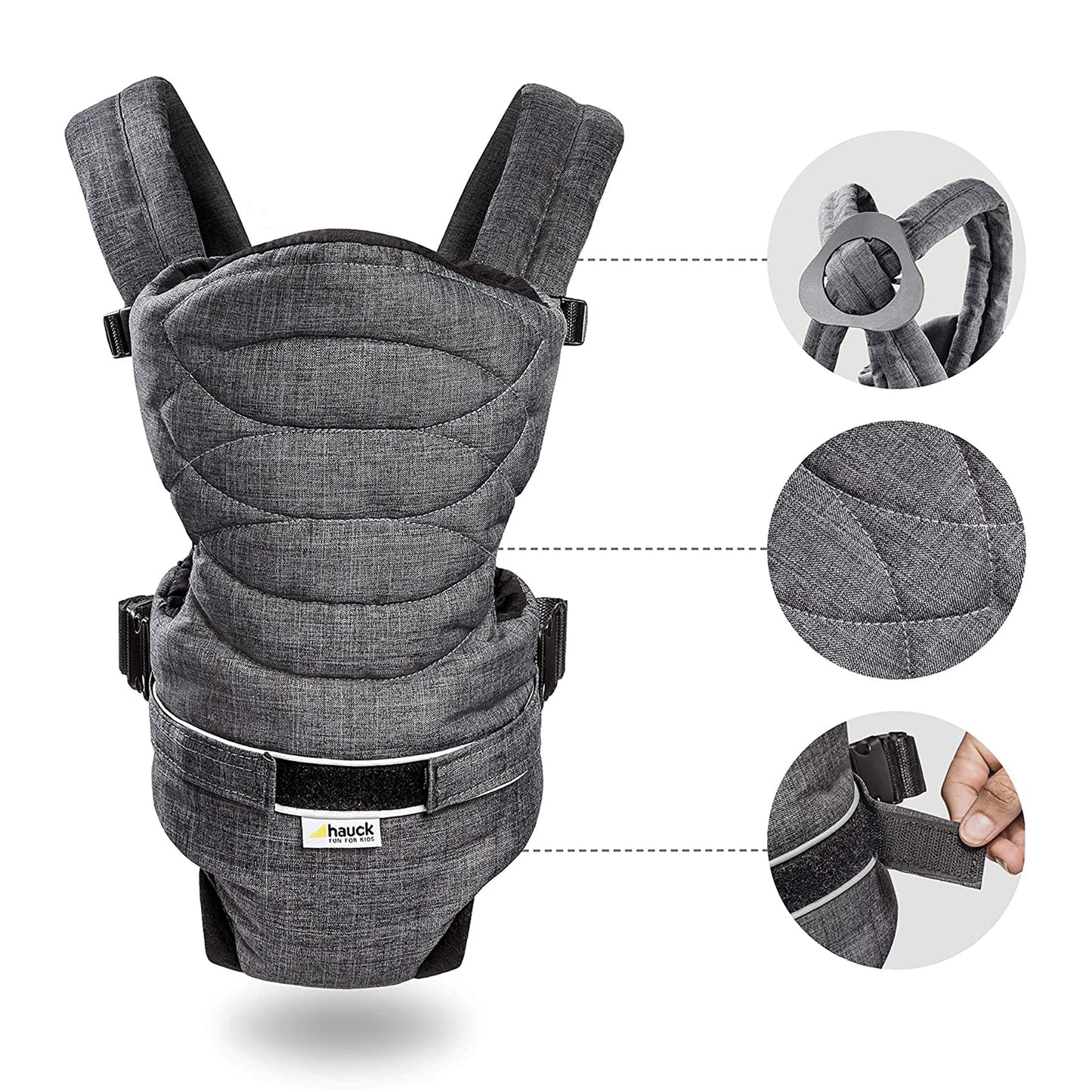 Hauck 2 Way Carrier Infant carrier | Fashion Melange Charcoal | Used for Birth+ to 9M