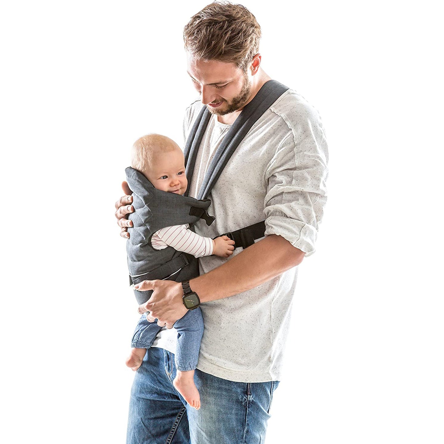 Hauck 2 Way Carrier Infant carrier | Fashion Melange Charcoal | Used for Birth+ to 9M
