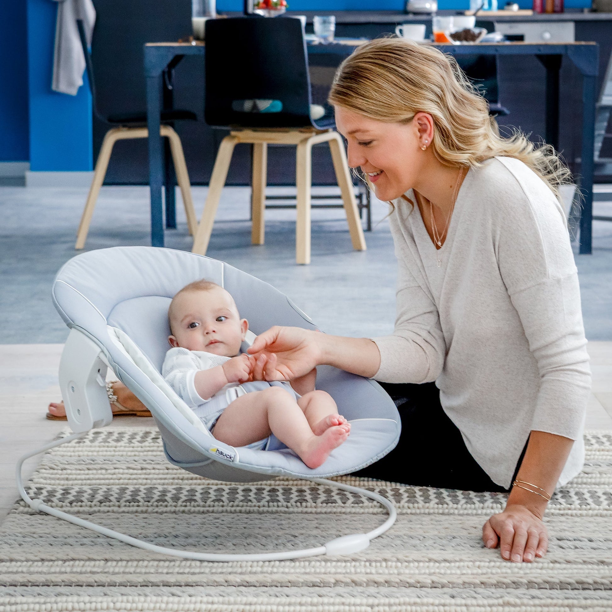 Hauck Alpha Bouncer 2in1 Rocker & Bouncer || Fashion-Grey || Used for Birth+ to 9M