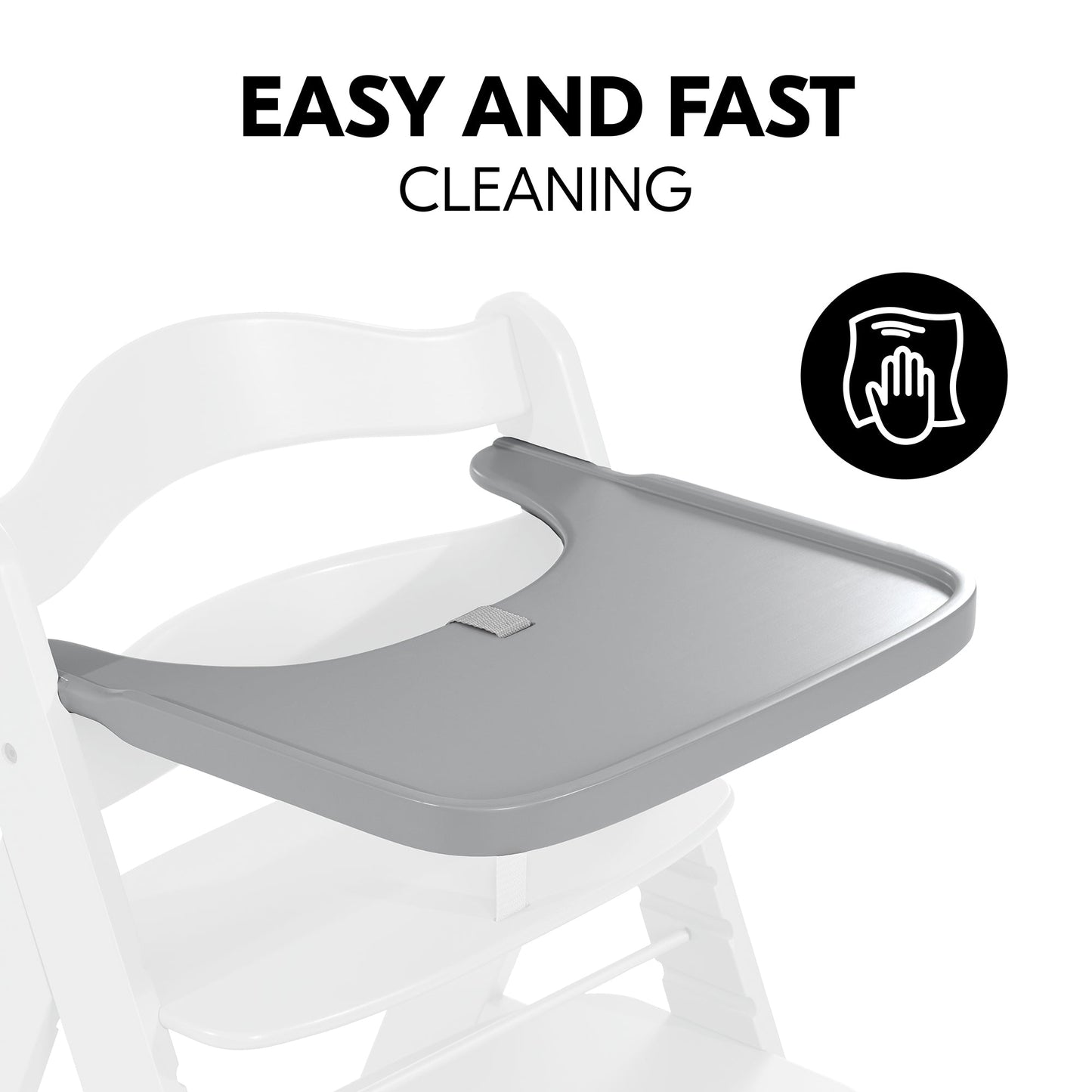 Hauck Alpha Wooden Tray | Fashion Grey | Used for 6M to 36M