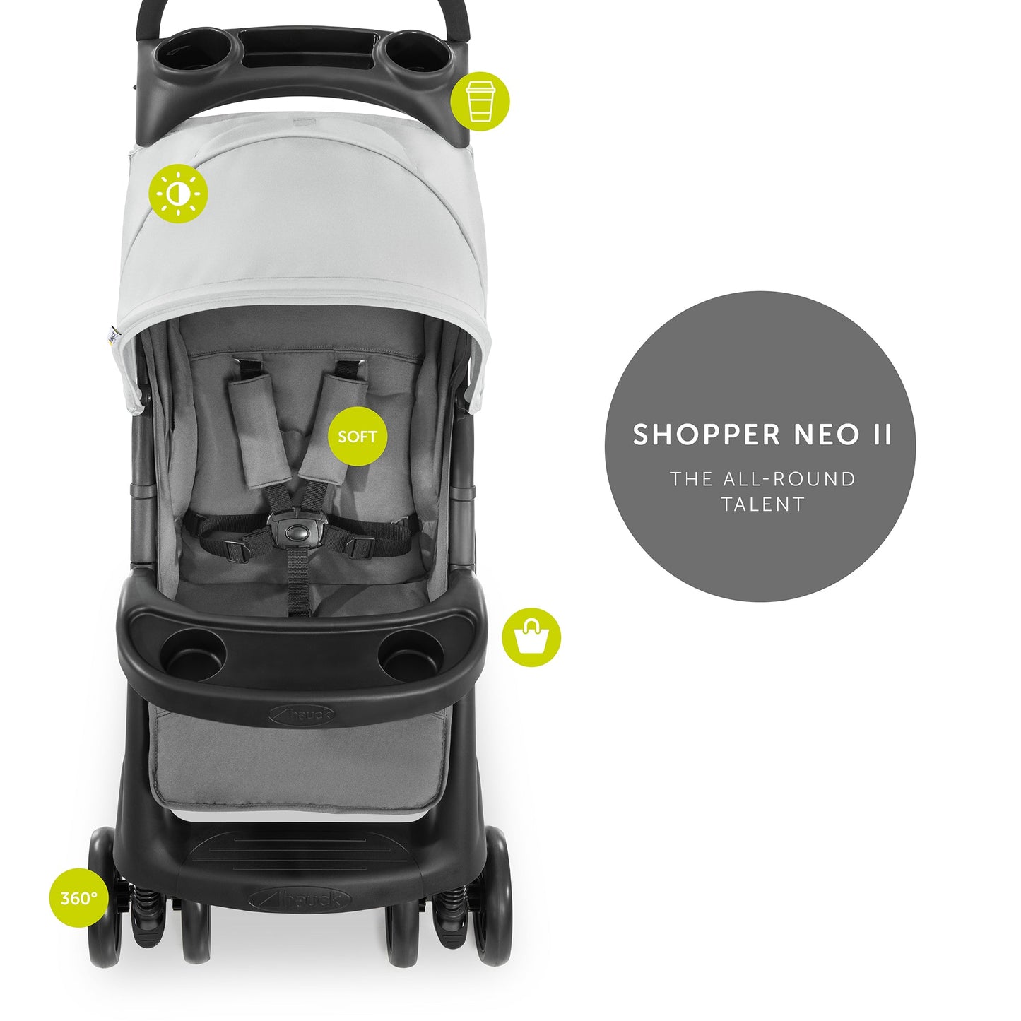 Hauck Grey Shopper Neo Stroller || Birth+ to 48months