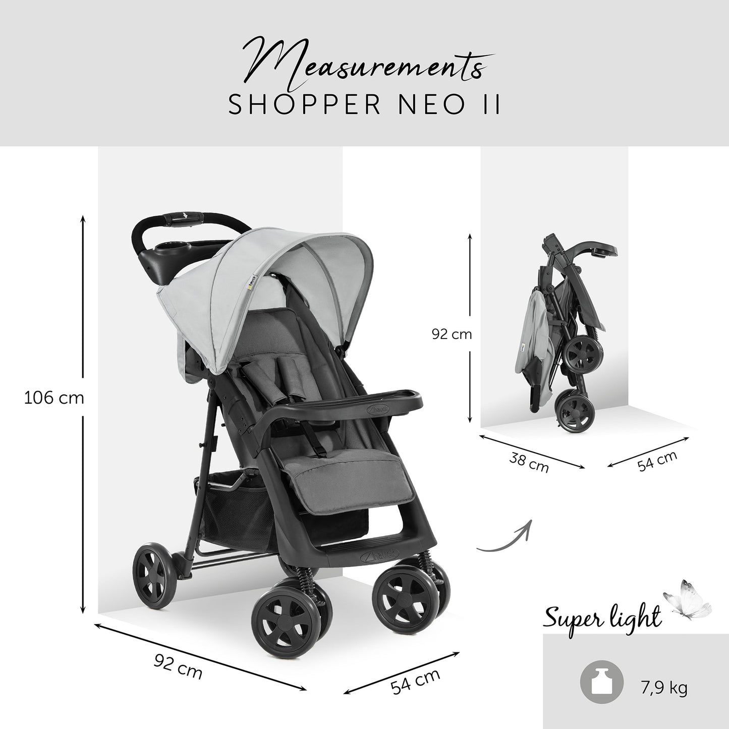 Hauck Grey Shopper Neo Stroller || Birth+ to 48months