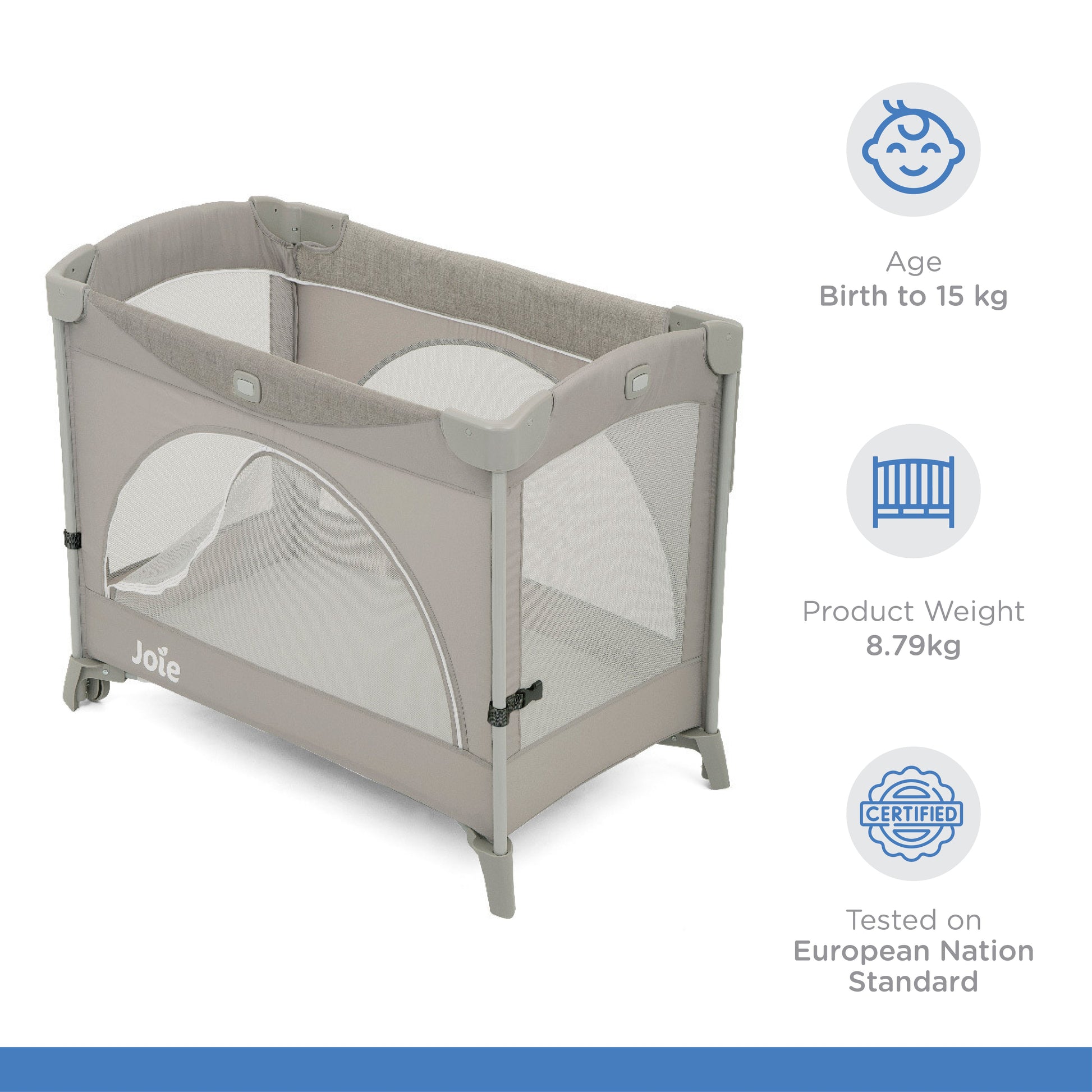 Joie Kubbie Sleep Playard || Fashion - Satellite || Birth+ to 36months - Toys4All.in