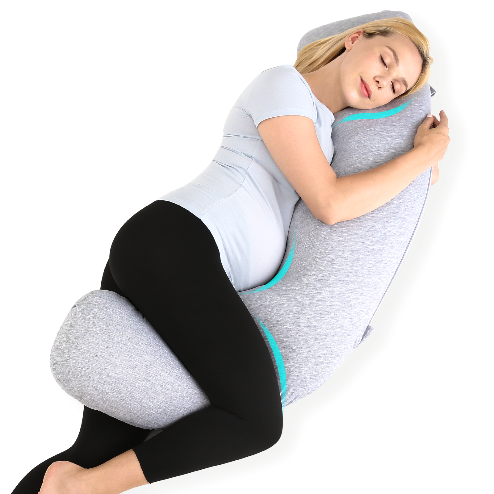 Momcozy Maternity Accessory J Shaped Maternity Body Pillow Grey