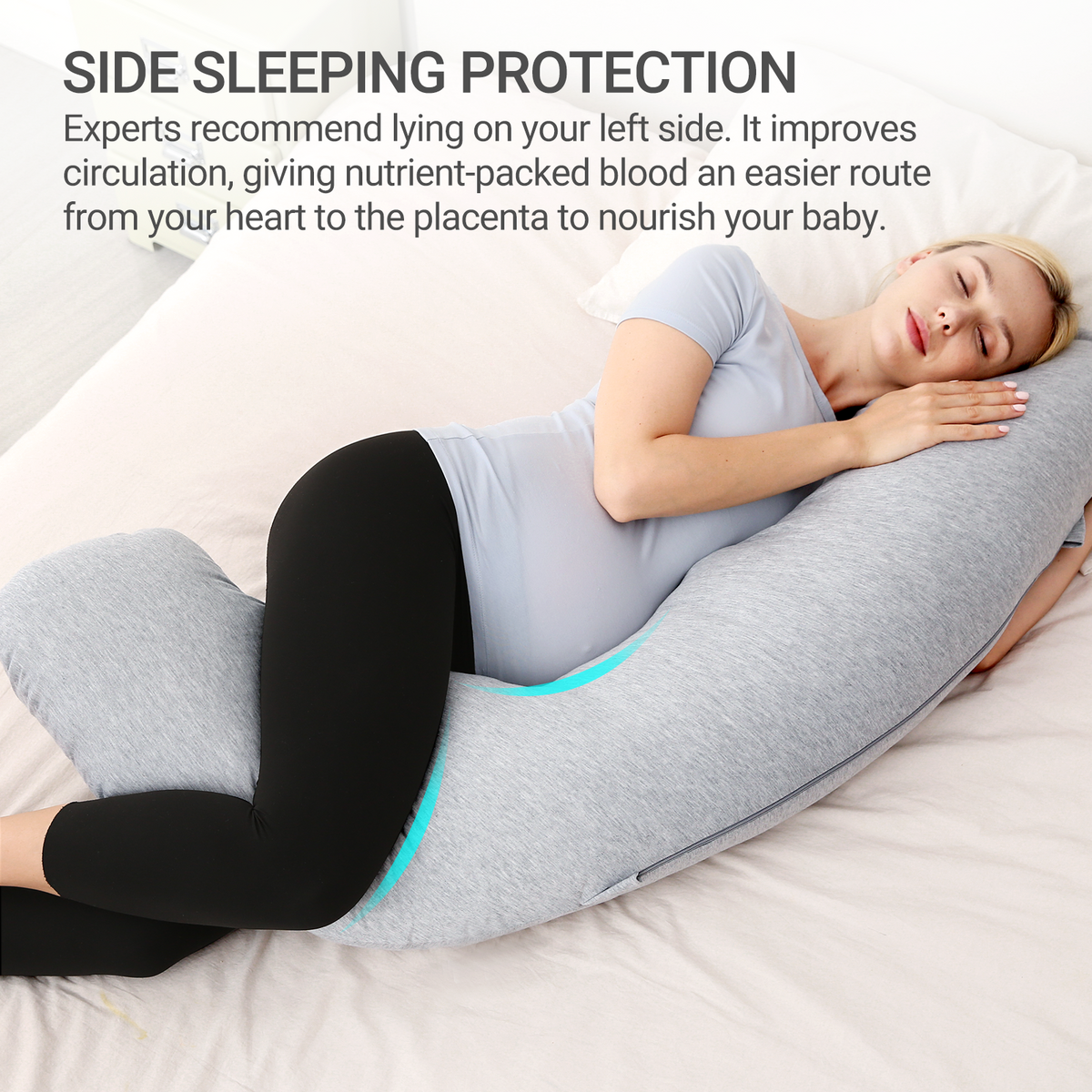 Momcozy Maternity Accessory J Shaped Maternity Body Pillow Grey