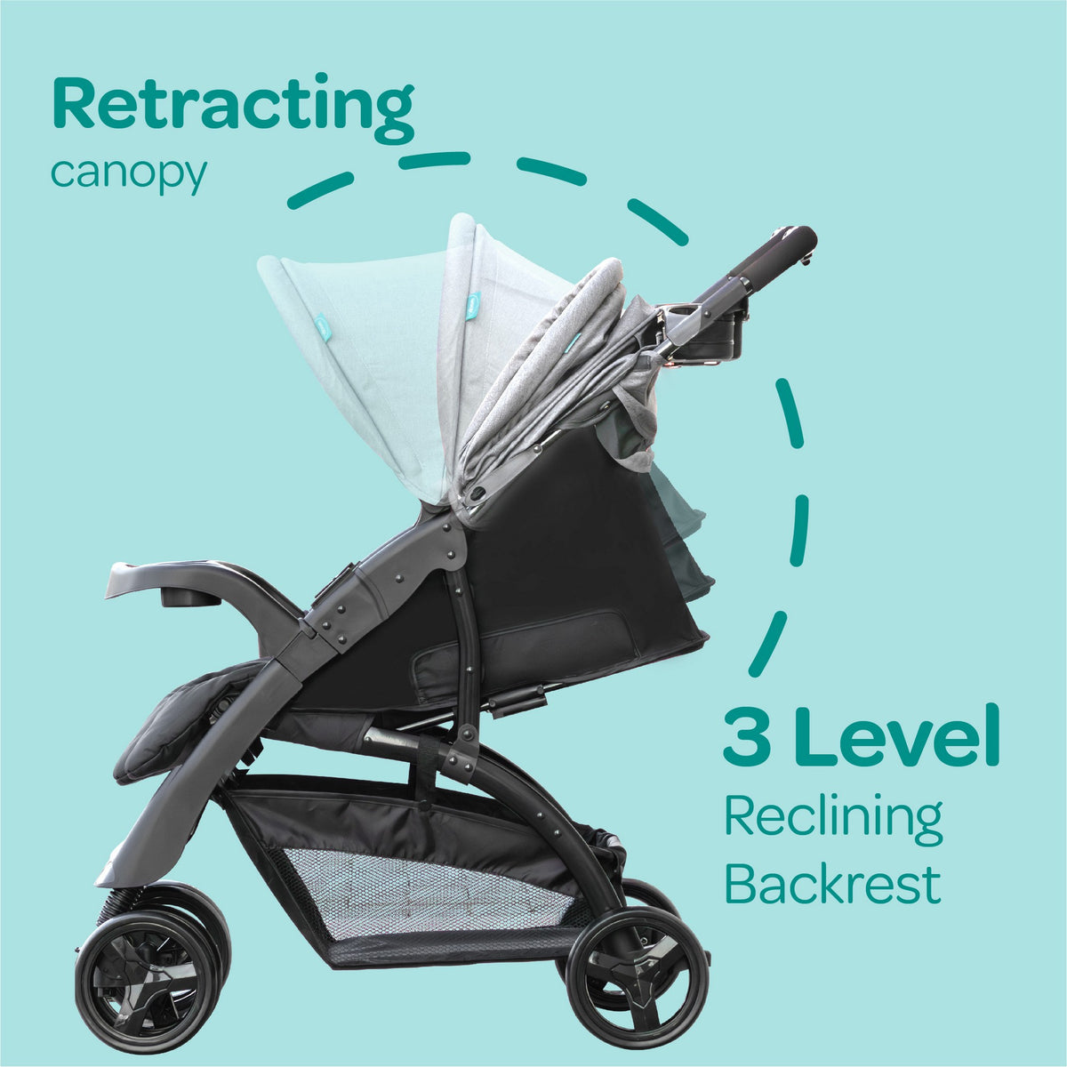 Moon Aria Stroller Birth to 15 kg - Distressed Box - Open Box