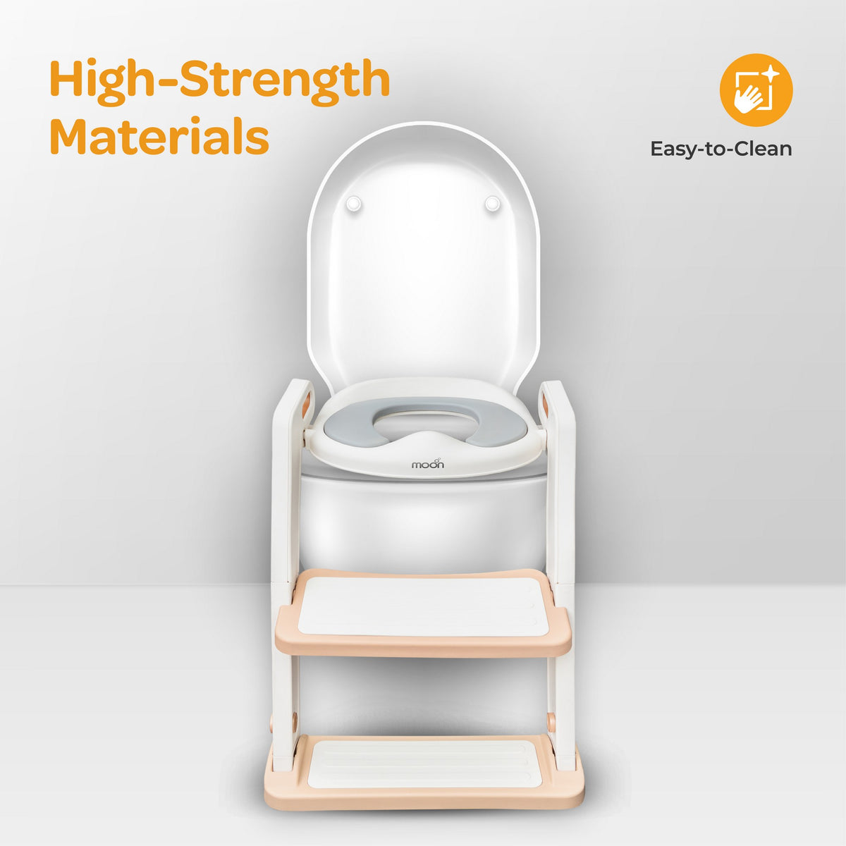 Moon Step Stool Potty Trainer Seat Potty Training White and gold 18 to 36 Months