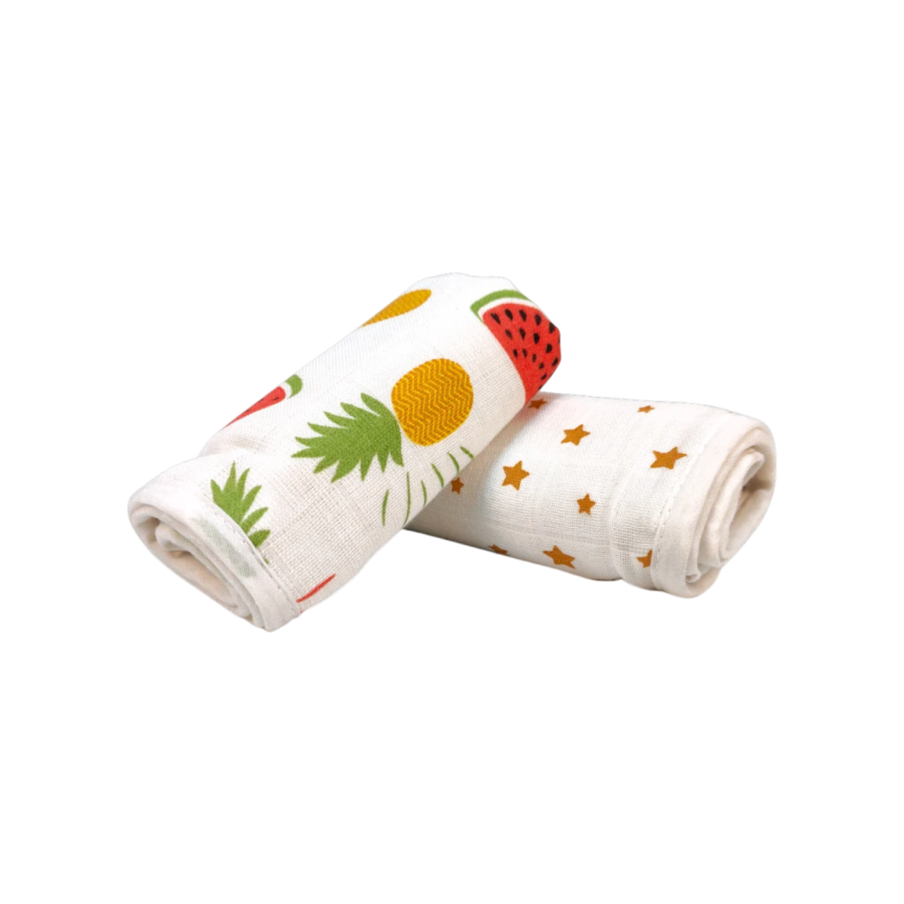 Nuluv Bamboo Cotton Baby Burp Cloth (White) - Pack of 2