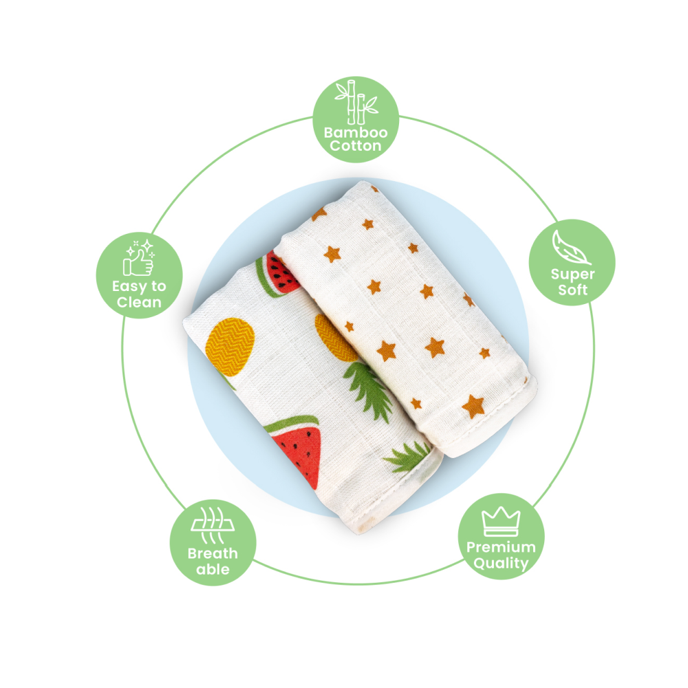 Nuluv Bamboo Cotton Baby Burp Cloth (White) - Pack of 2