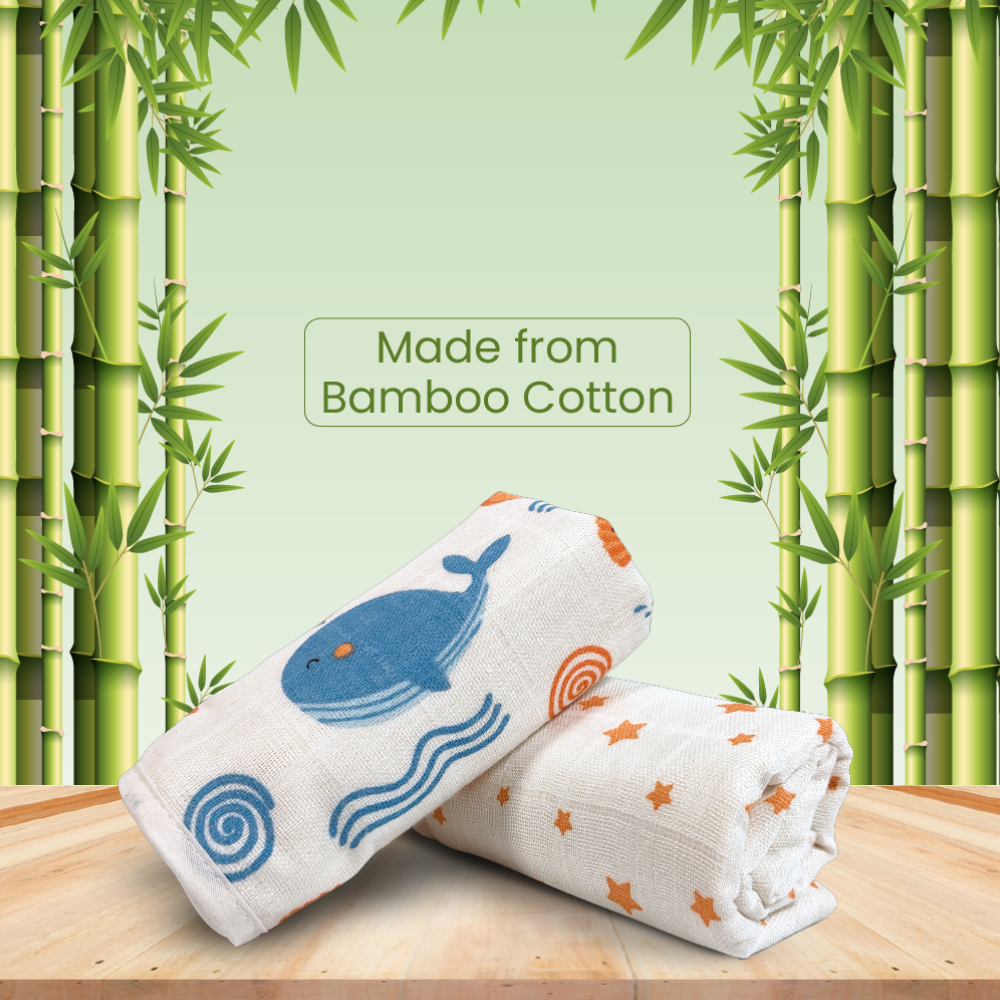 Nuluv Bamboo Cotton Baby Burp Cloth (White) - Pack of 2