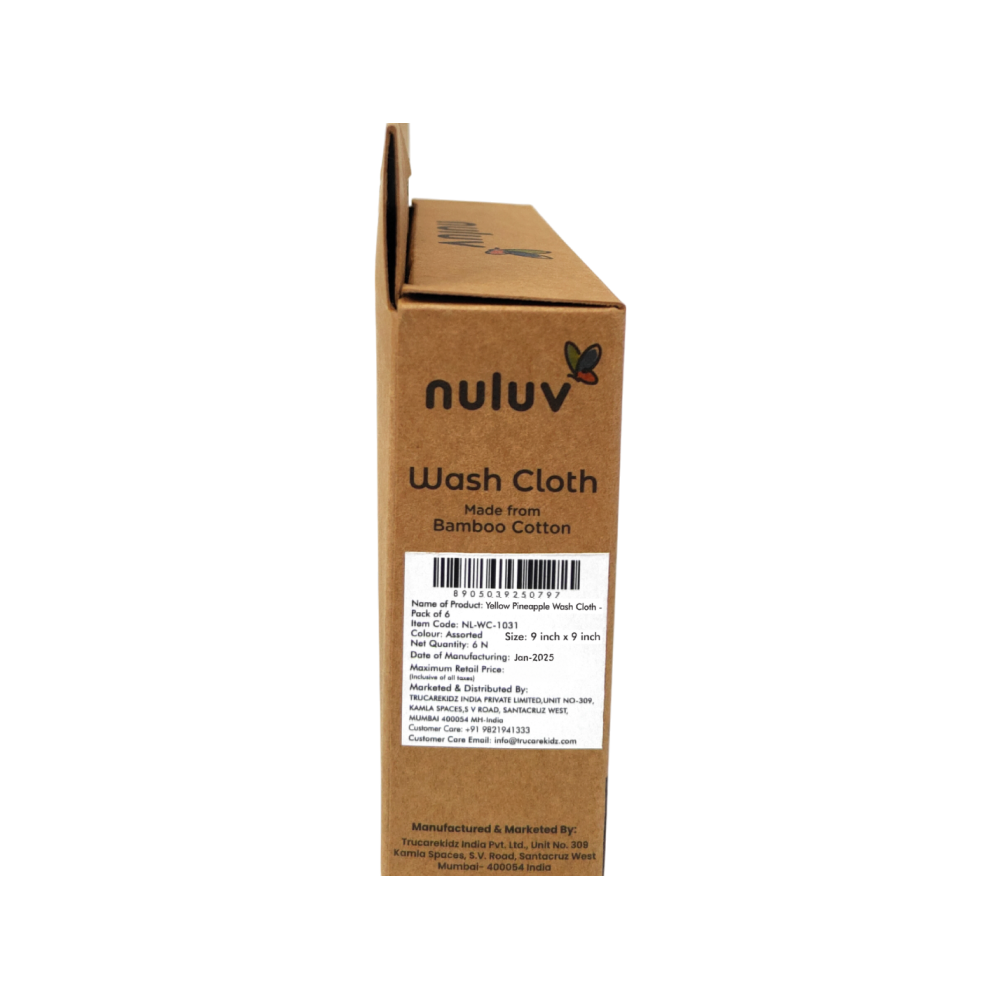 Nuluv Blue Whale Design Baby Wash Cloth (White) - Pack of 6