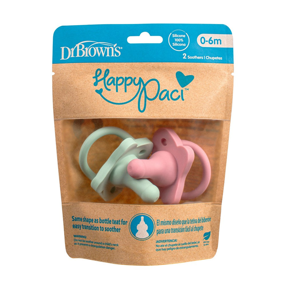Dr.Brown's Happy Paci Silicone One-Piece Soother (Birth to 6 Months) - Open Box