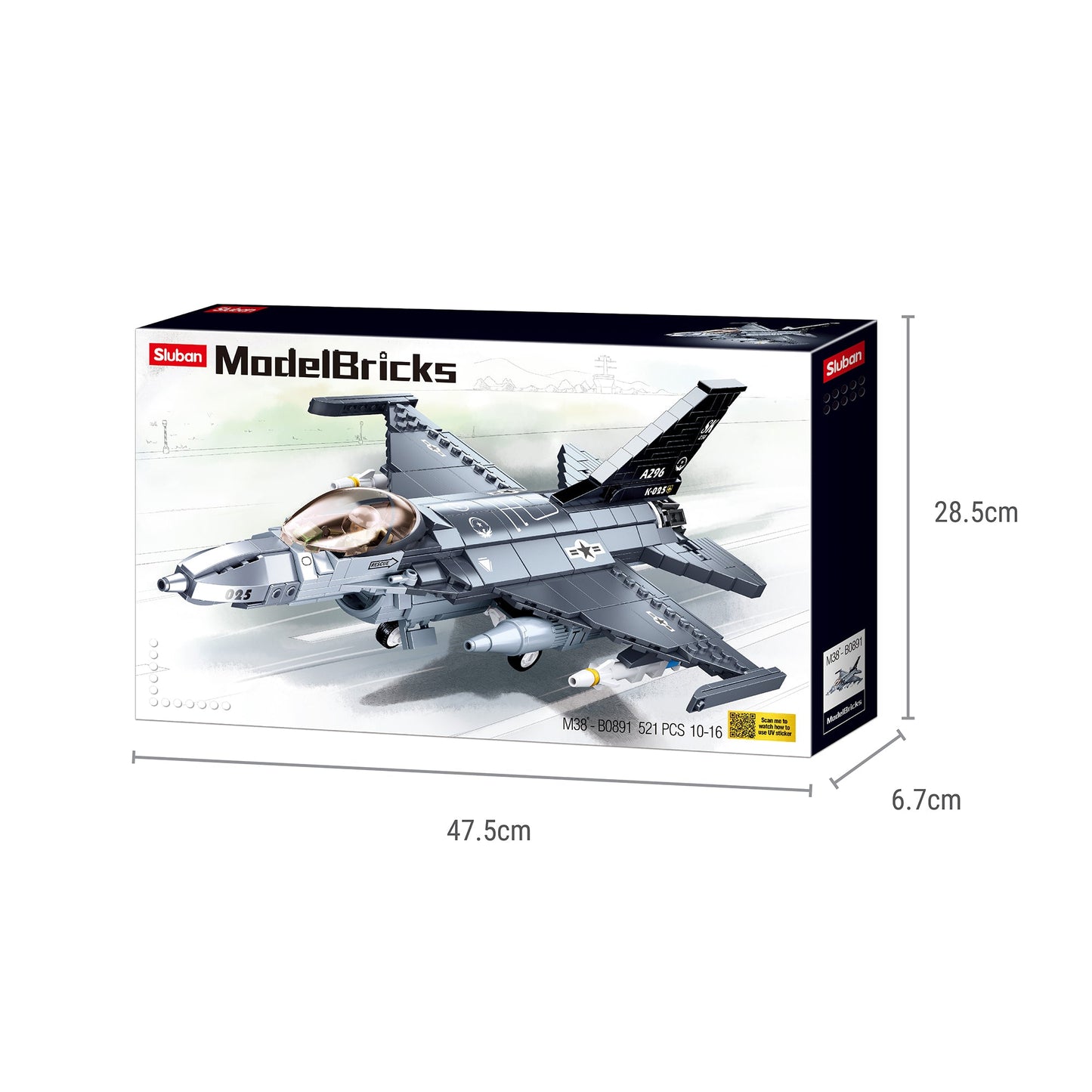 Playzu By Sluban ModelBricks-F-16C Falcon Fighter || 10years++