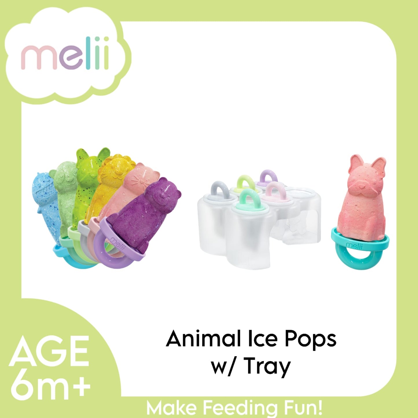 Melii 6 Piece Animal Ice Pops with Tray Multicolor - 3 to 6 Years