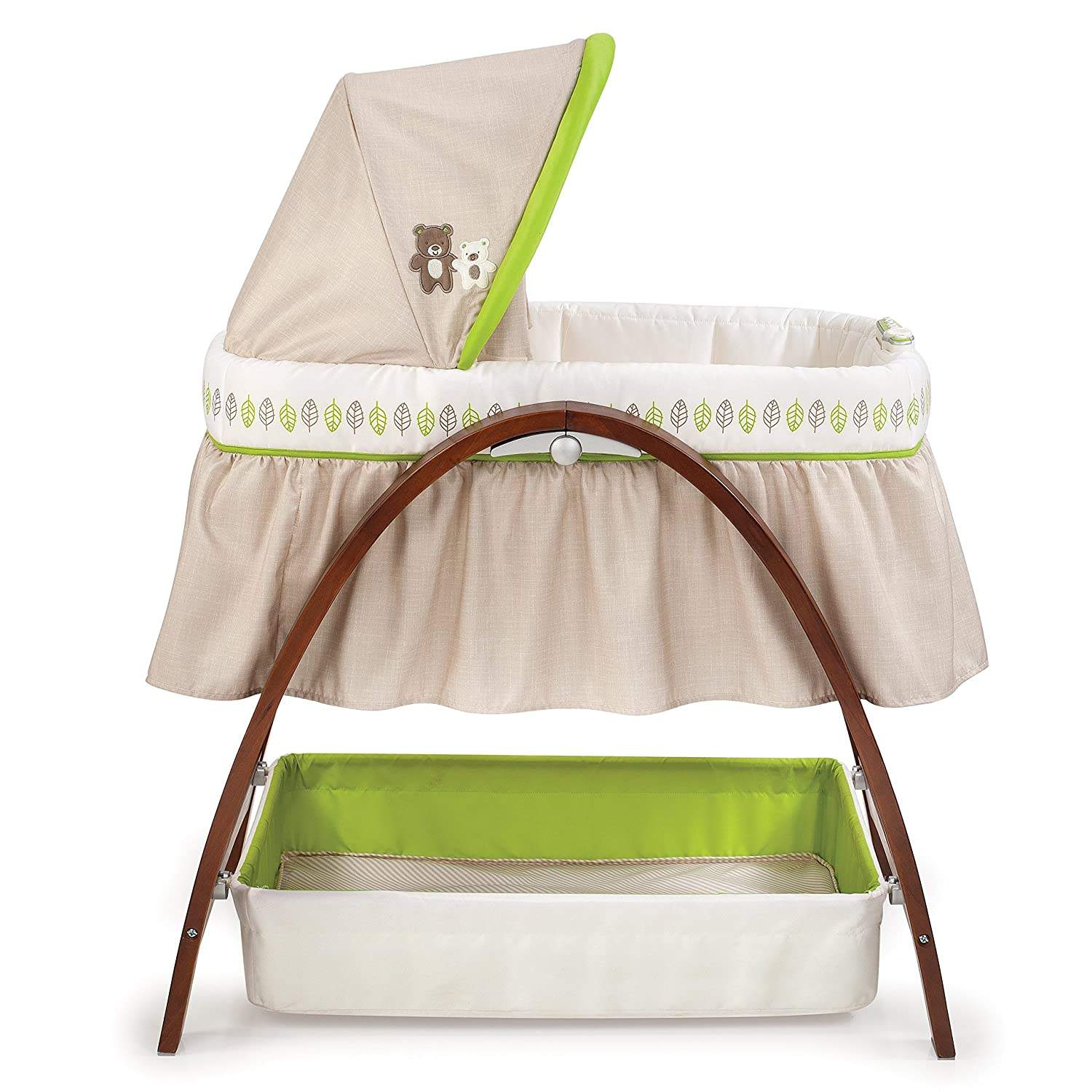 Summer Infant Bentwood Bassinet With Motion || Fashion-White & Green || Used for Birth+ To 6months || Distress Box