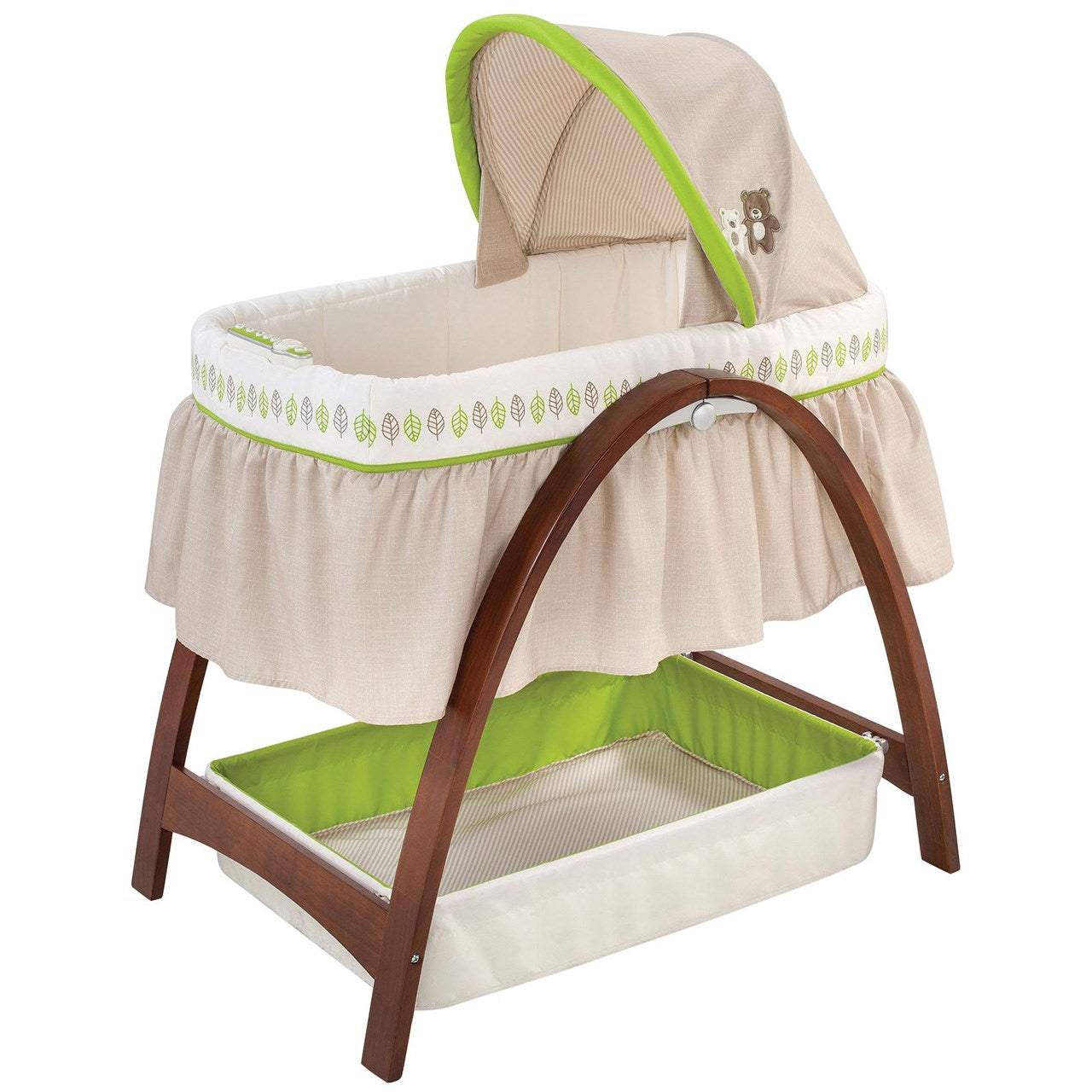 Summer Infant Bentwood Bassinet With Motion || Fashion-White & Green || Used for Birth+ To 6months || Distress Box