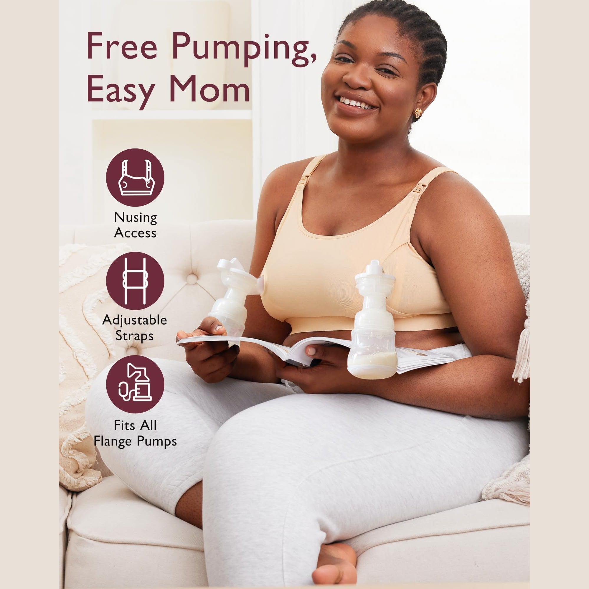 Momcozy Maternity Accessory YN08-Hands-Free Pumping Bra - Skin