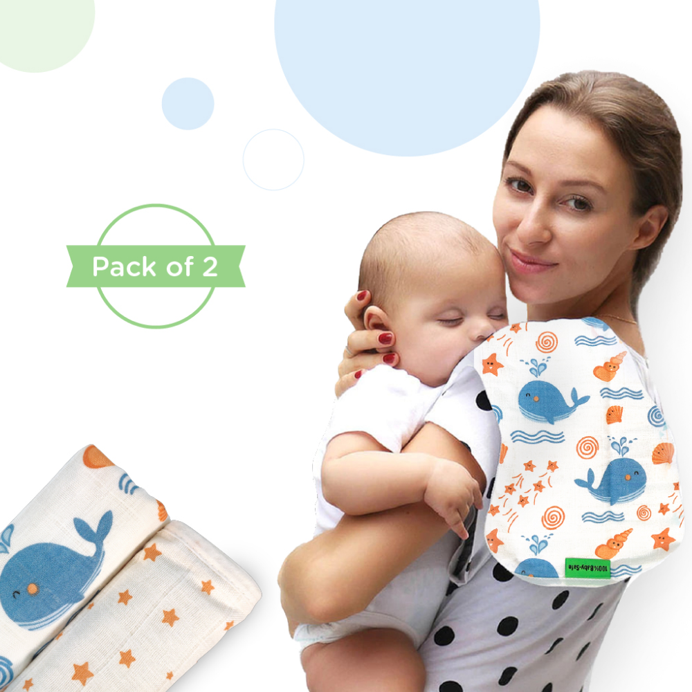 Nuluv Bamboo Cotton Baby Burp Cloth (White) - Pack of 2