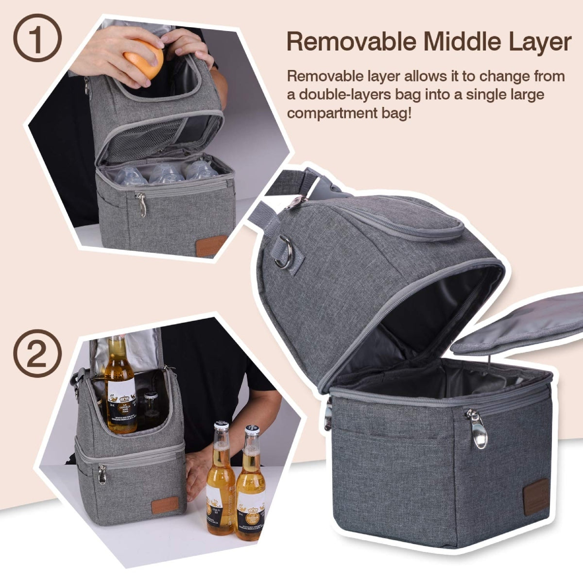 Momcozy Milk Bags  Multi-Function Breastmilk Cooler Bag Grey