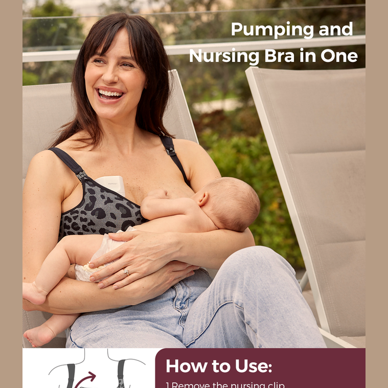 Momcozy Maternity Accessory 4-in-1 Hands-Free Pumping Bra - Leopard Black